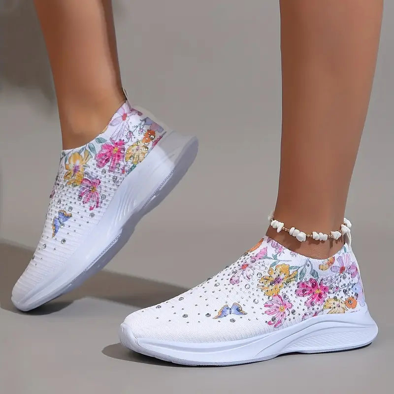 Women's Sneakers with Rhinestone Decor