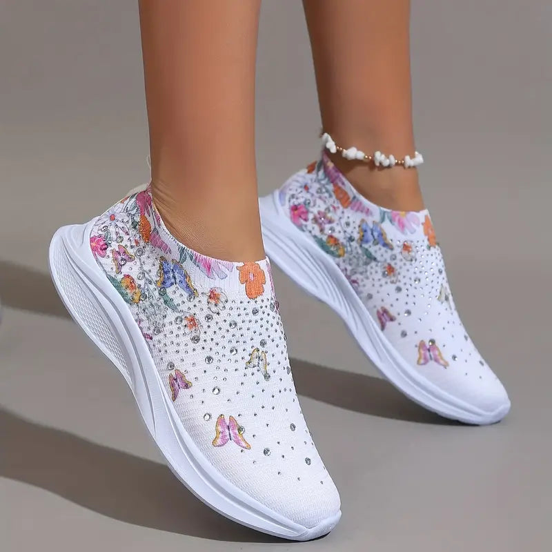 Women's Sneakers with Rhinestone Decor